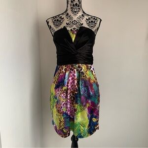 Charlotte Russe Black and Multicolor Mini Dress